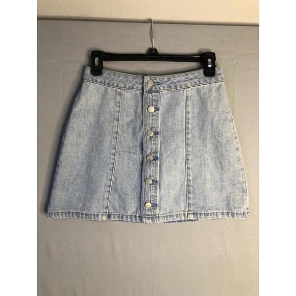 PacSun Dresses & Skirts - PACSUN Button Up Mini Jean Skirt Womens Size 26 Light Wash Blue Denim